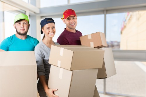 Removal van and packed moving boxes for a Harringay home move