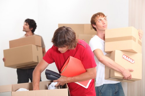 Family home relocation service in Harringay with stacked boxes